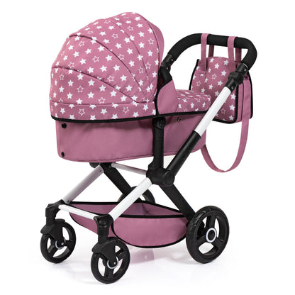 Bayer Design Dolls: Xeo Pram - Pink, White, Stars - Dolls Up To 18"