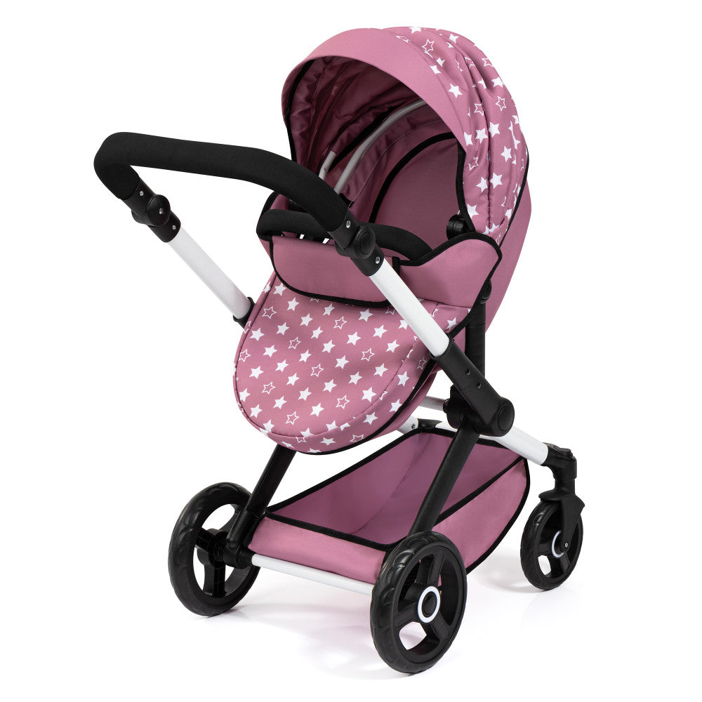 Bayer Design Dolls: Xeo Pram - Pink, White, Stars - Dolls Up To 18"