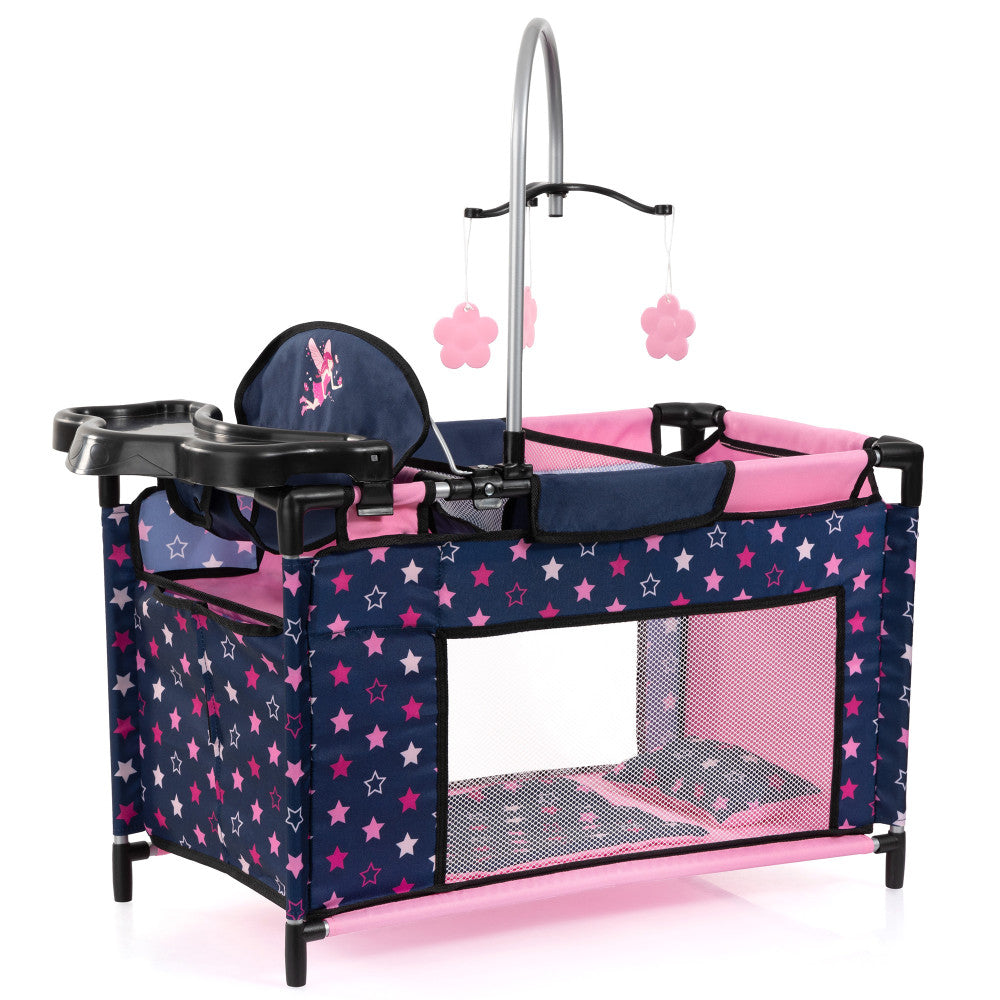 Bayer Design Dolls: Multi-Bed - Navy, Pink, Fairy, Stars - Playpen For Dolls Up To 18"