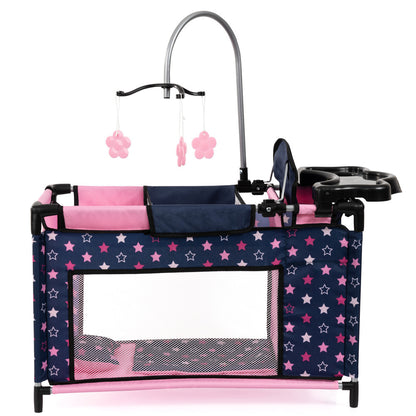 Bayer Design Dolls: Multi-Bed - Navy, Pink, Fairy, Stars - Playpen For Dolls Up To 18"