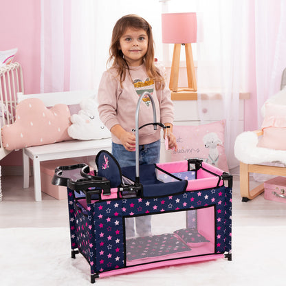 Bayer Design Dolls: Multi-Bed - Navy, Pink, Fairy, Stars - Playpen For Dolls Up To 18"