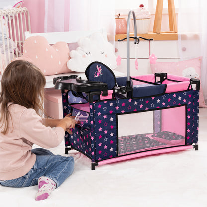 Bayer Design Dolls: Multi-Bed - Navy, Pink, Fairy, Stars - Playpen For Dolls Up To 18"