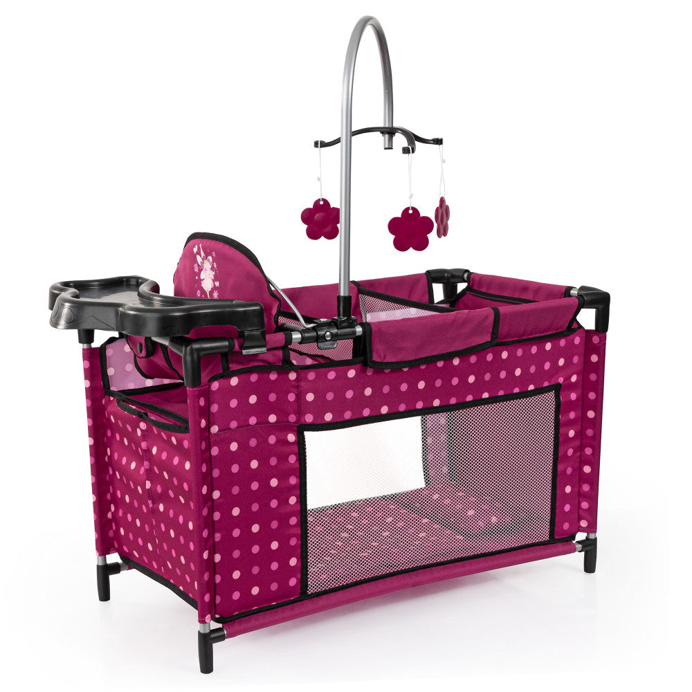 Bayer Design Dolls: Multi Bed - Hot Pink, Dots, Fairy - Playpen For Dolls Up To 18"
