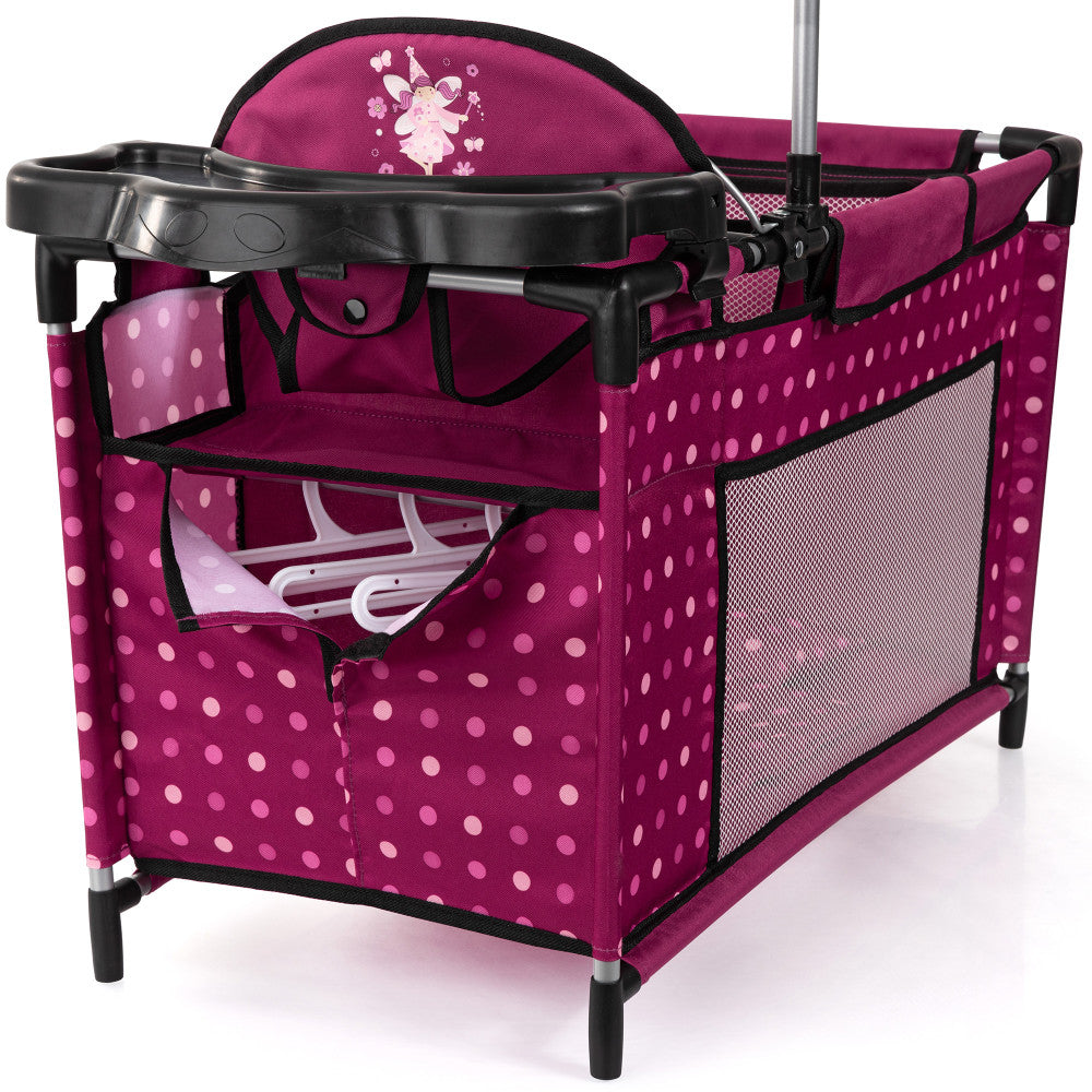 Bayer Design Dolls: Multi Bed - Hot Pink, Dots, Fairy - Playpen For Dolls Up To 18"