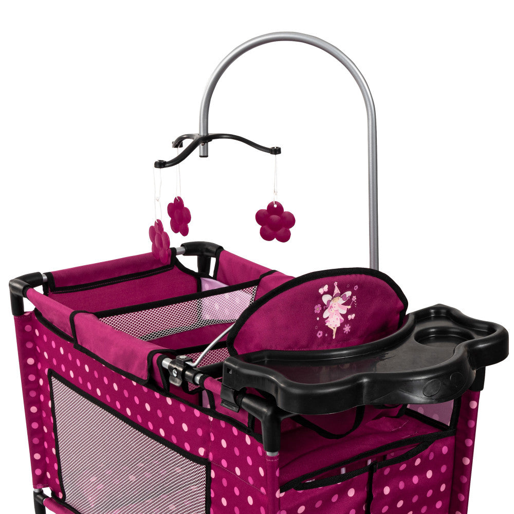 Bayer Design Dolls: Multi Bed - Hot Pink, Dots, Fairy - Playpen For Dolls Up To 18"