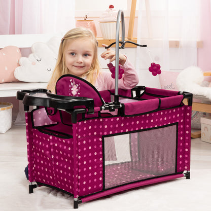 Bayer Design Dolls: Multi Bed - Hot Pink, Dots, Fairy - Playpen For Dolls Up To 18"