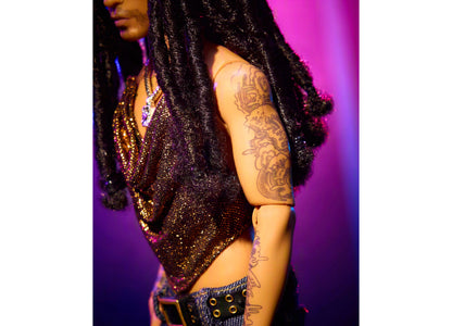 Barbie Kenbassadors Lenny Kravitz 13-Inch Collectible Doll wearing black mesh tank, studded belt, and jeans