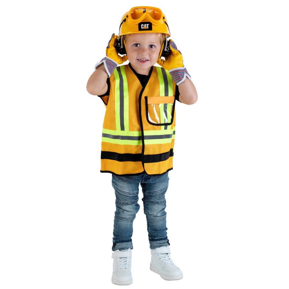 CAT: Construction Worker Vest - Yellow & Black - 5pc Set, Kids Ags 3+