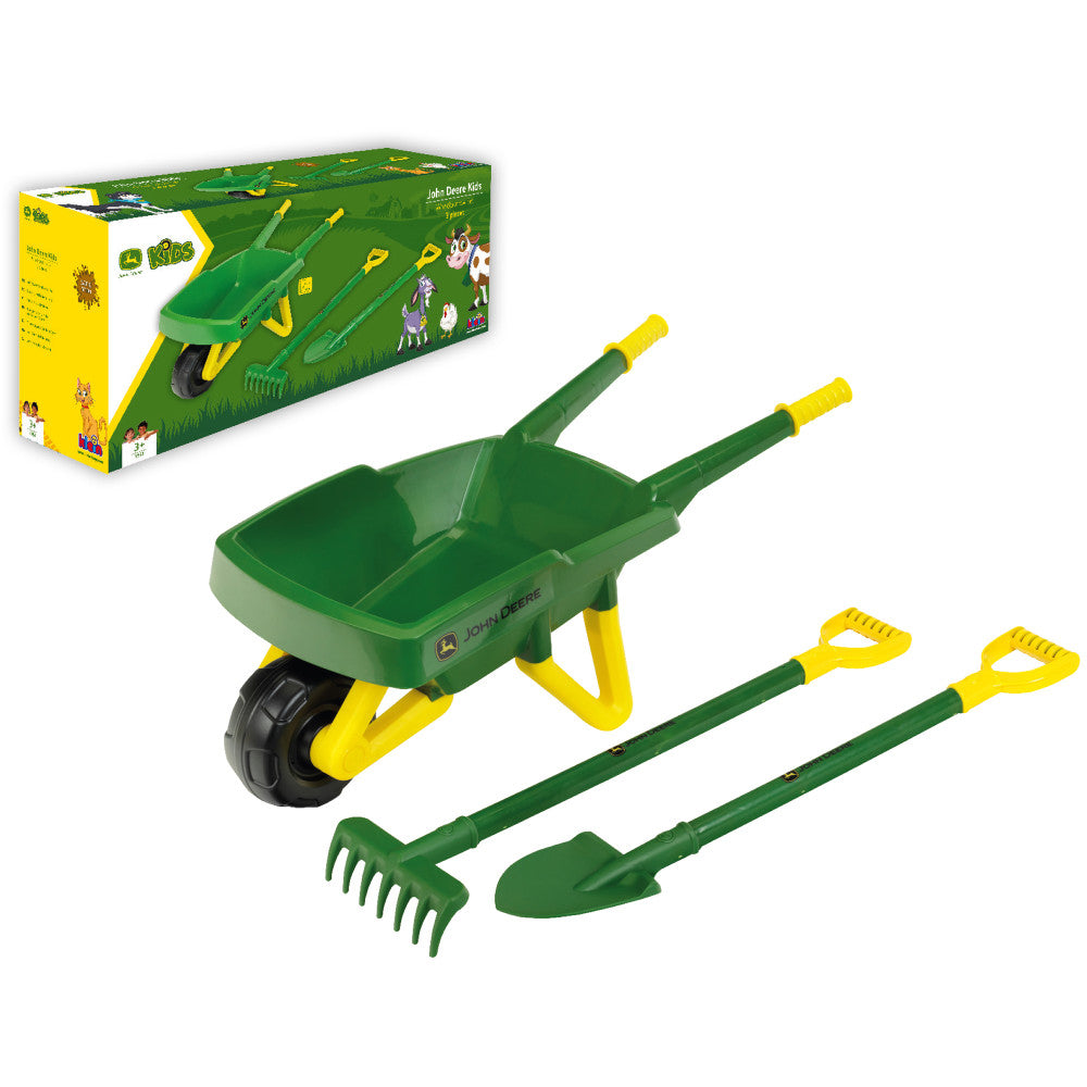 John Deere: Wheelbarrow Set - Green & Yellow - 3pc, Kids Ages 3+