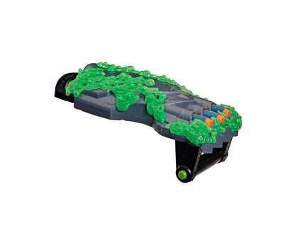 Marvel Doctor Doom Doomglow NERF Triad 3-Piece Blaster with green glow-in-the-dark gauntlet design and foam darts