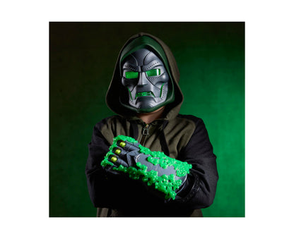 Marvel Doctor Doom Doomglow NERF Triad 3-Piece Blaster with glow-in-the-dark green details and foam darts