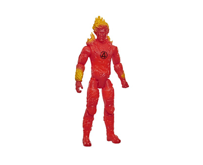 Human Torch 11.5" action figure in red suit with yellow flame hair and Fantastic Four logo