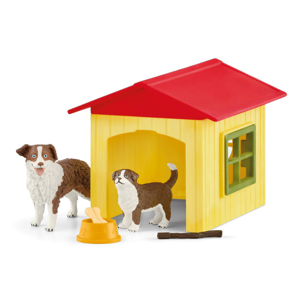 Schleich Farm World Australian Shepherd Dog House Playset, 9-Piece Set