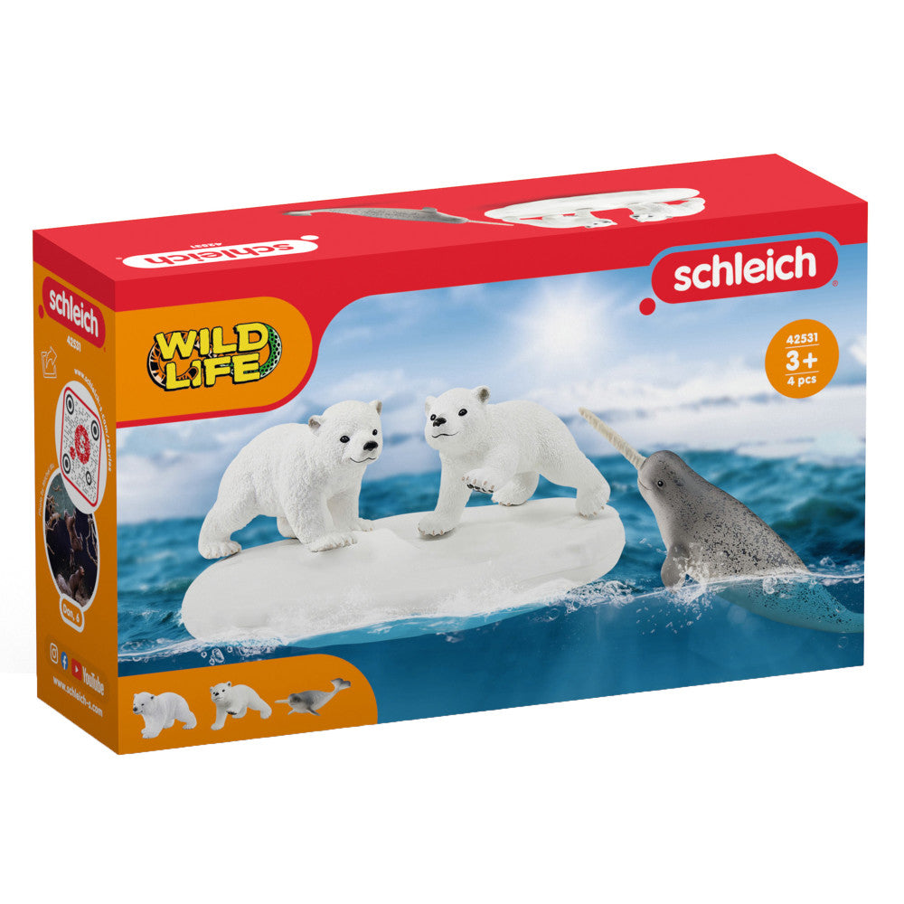Schleich Wild Life Polar Playground 4pc Arctic Animal Figurine Set