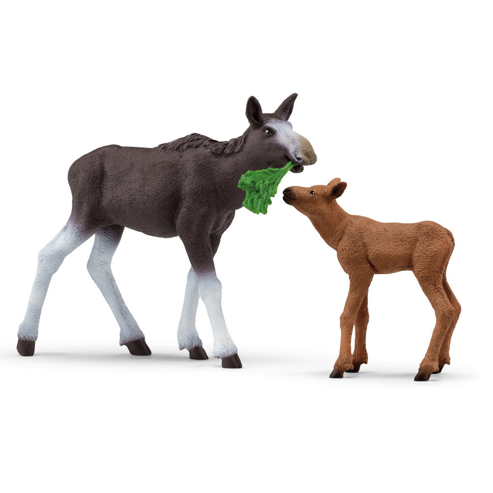 Schleich Wild Life 7.4 inch Moose Family - Animal Figurine Playset