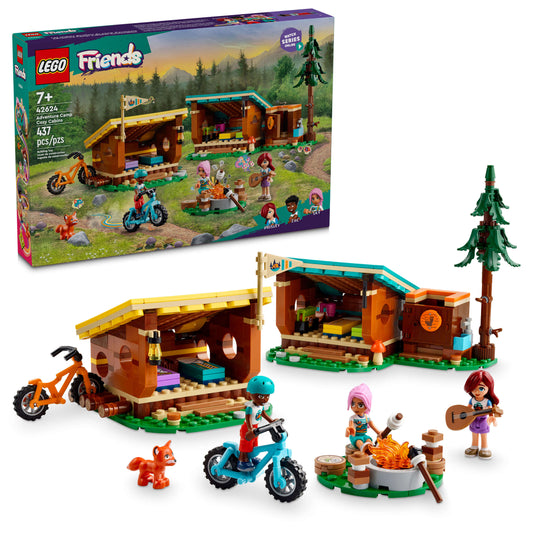 LEGO Friends Adventure Camp Cozy Cabins Camping Toy 437 Pieces - 42624