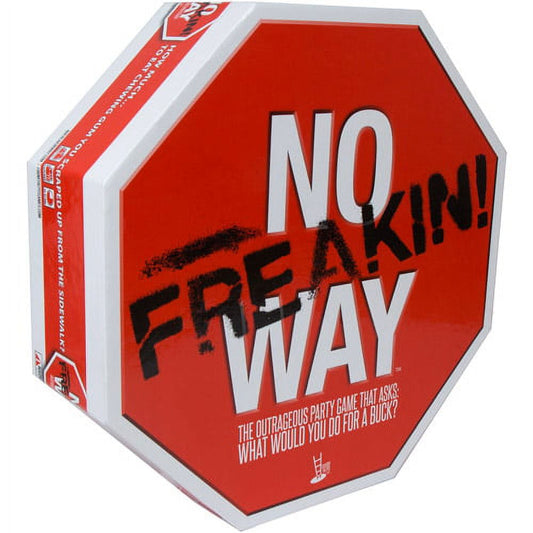 No Freakin Way party board game box with red octagonal packaging and white text