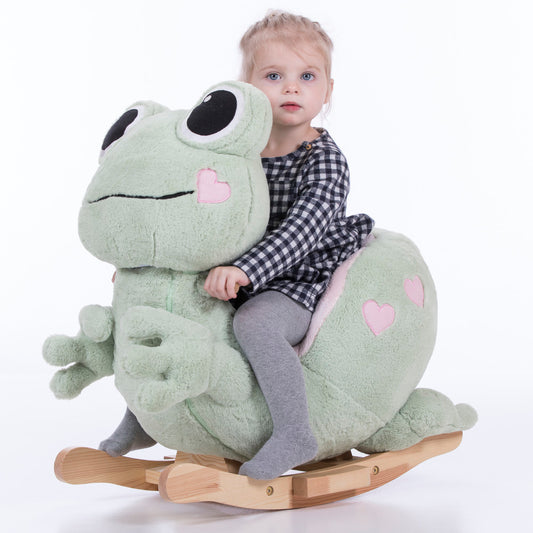 Gerardo's Toys: Little Rockers - Frog - Wooden Plush Ride-On Rocking Animal Toy