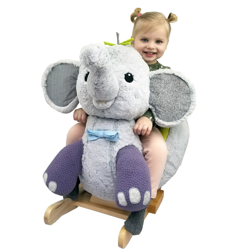 Gerardo’s Toys Little Rockers: Plush Elephant Wooden Rocker – Toys