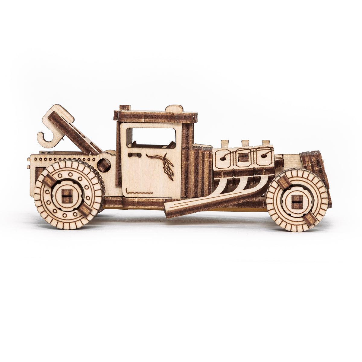5-in-1 Wooden Vehicles Construction Puzzle Set featuring a wooden truck model with detailed wheels and cab