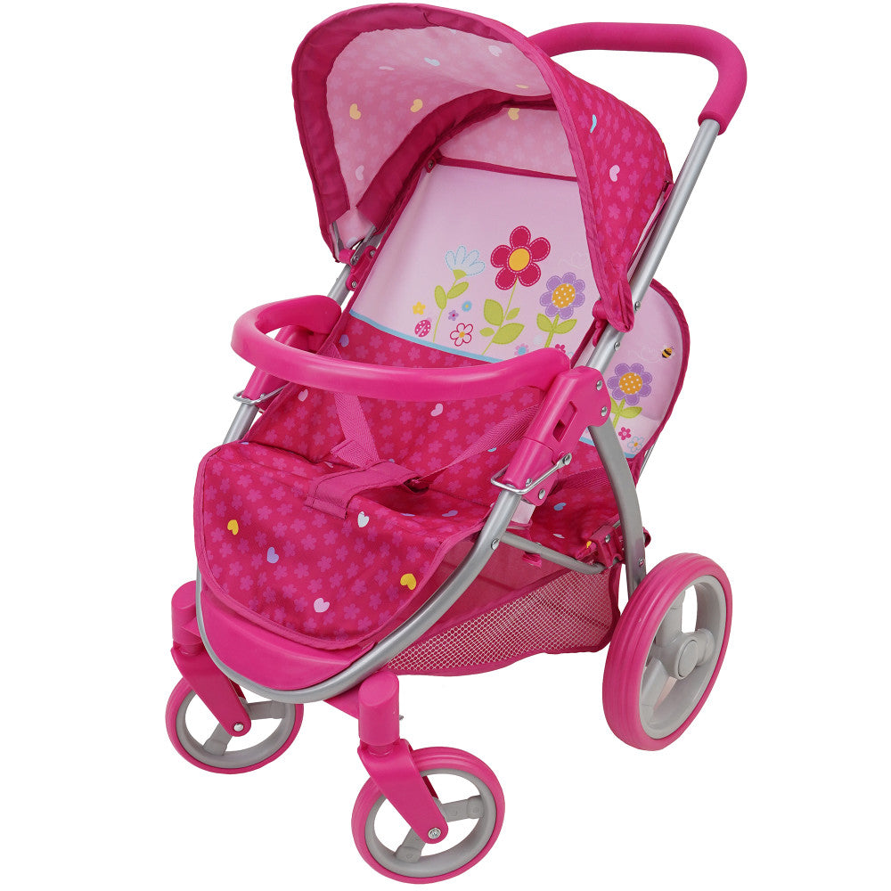 Deluxe Garden Twin Doll Stroller with Retractable Canopies and Safety – Toys 