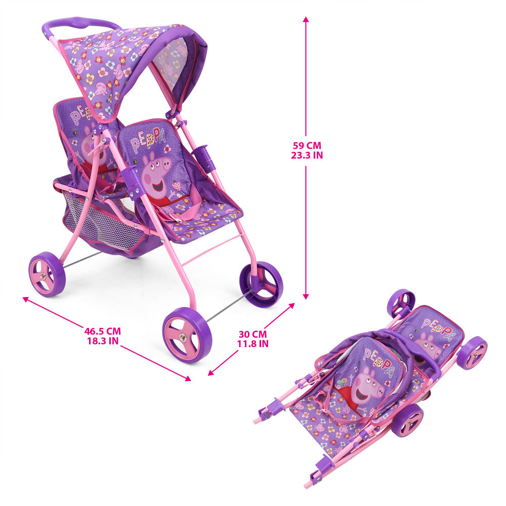 double stroller toy Peppa Pig Floral Twin Doll Stroller
