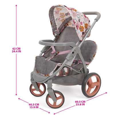 pink double doll stroller 509 Crew Mabelle Duo Twin Doll Stroller