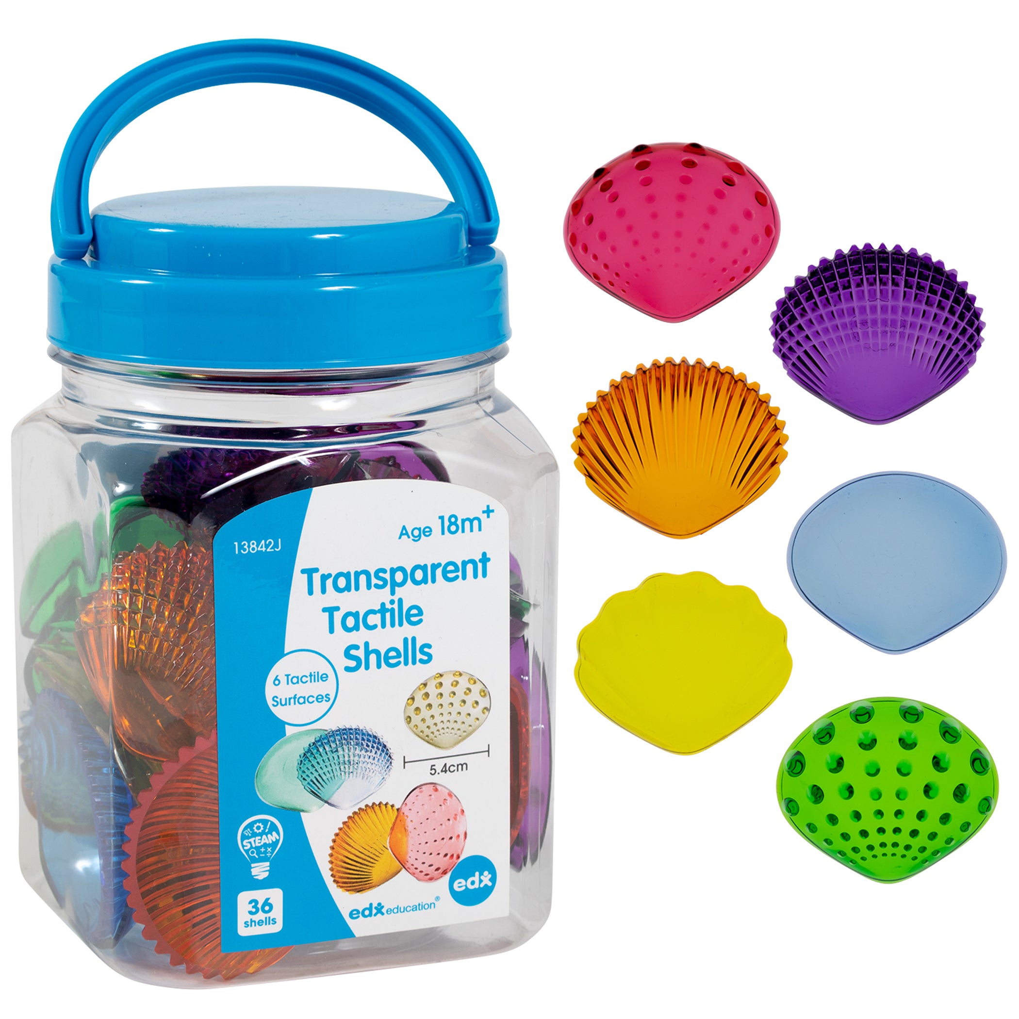 edxeducation Tactile Shells Set - Transparent Mini Jar - 36 Count ...
