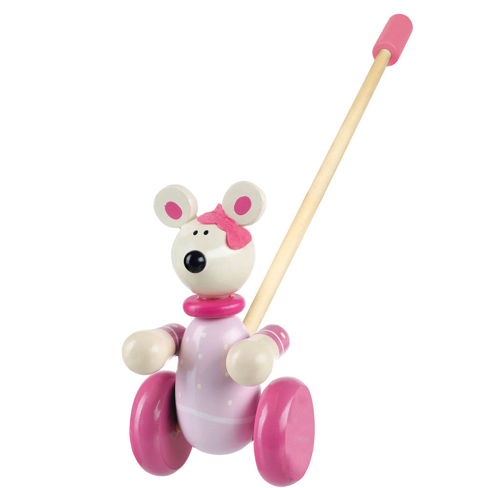 Orange Tree Toys Push Along Pink Mouse - Wooden Toddler Toy – Toys
