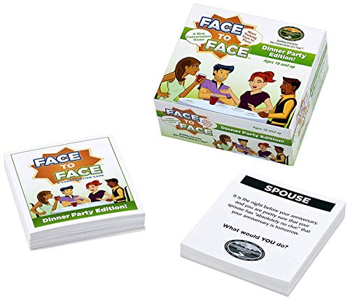 Face to Face Dinner Party Edition game box with instruction cards and game components displayed