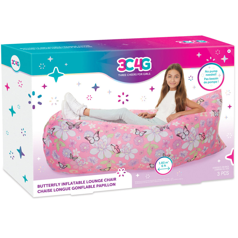 Three Cheers For Girls Butterfly Inflatable Lounge Chair - Pink