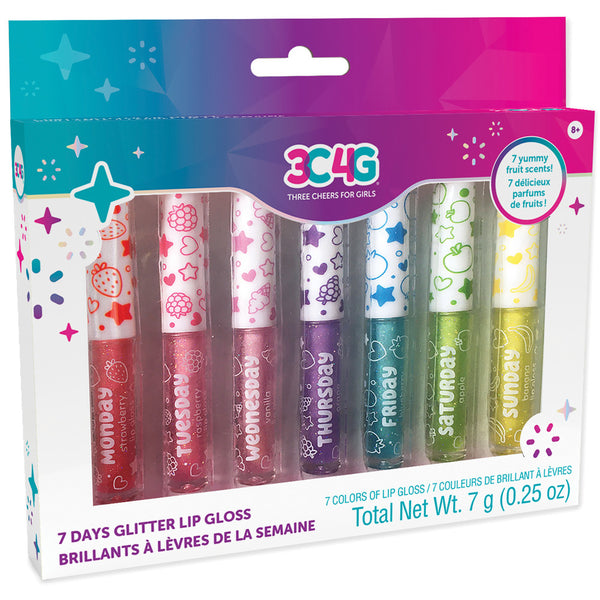 Glosstify 6本セット　新品未使用 3C4G Sparkle Collection 7-Day Glitter Lip Gloss Set for Kids