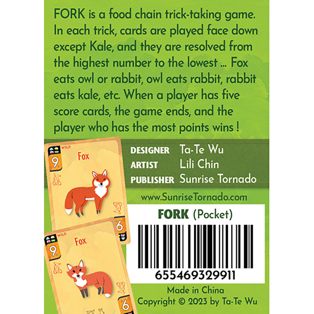 Sunrise Tornado: FORK - Pocket Edition - A Food Chain Trick Taking Game, Ages 8+, 2-6 Players