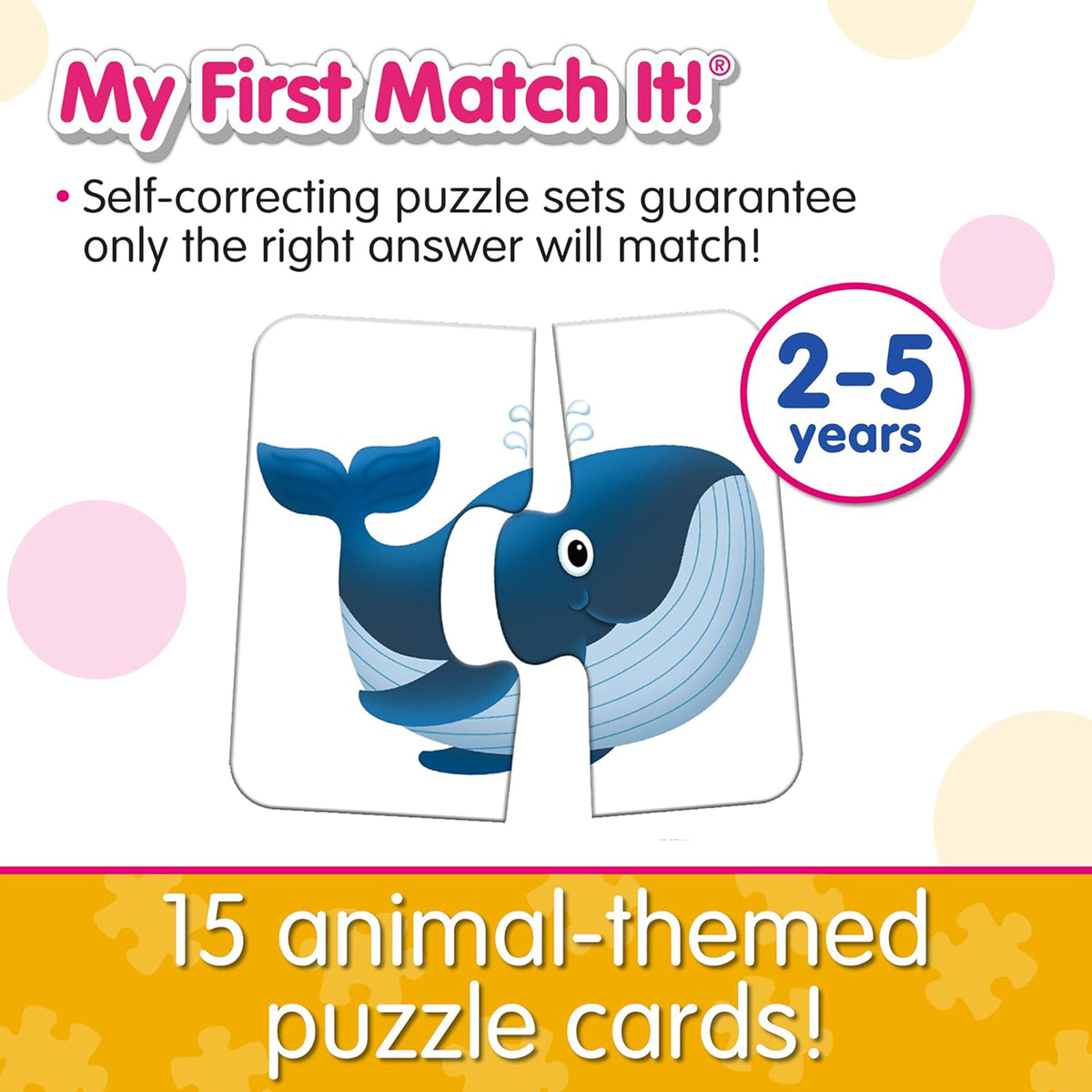 My First Match It animal puzzle cards featuring a blue whale, self-correcting design for ages 2-5