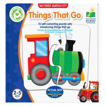 My First Match It Things That Go puzzle set with colorful train and tractor pieces for ages 2-5