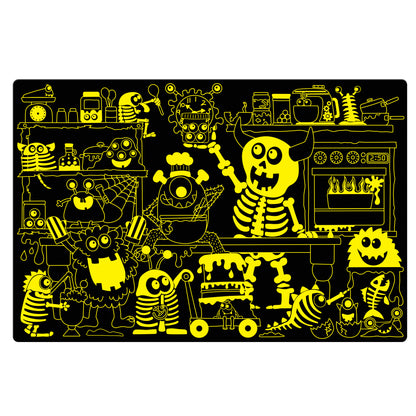 Monsters Puzzle Doubles Glow-In-The-Dark 100-Piece Floor Puzzle with yellow and black monster characters