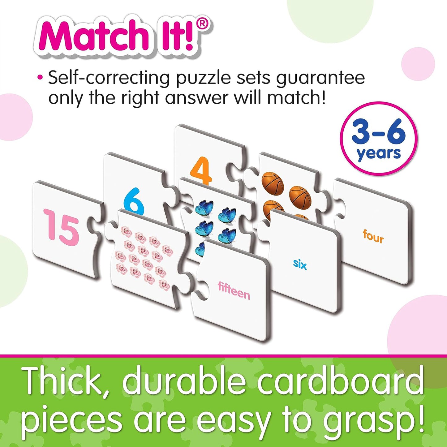 Match It Numbers self-correcting puzzle set for ages 3-6 with number and object matching pieces