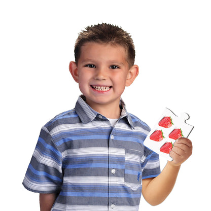 Match It Mathematics puzzle cards set with strawberry counting card shown