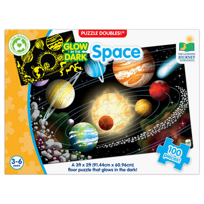 Glow in the Dark Space Puzzle Doubles 100-piece solar system floor puzzle with planets