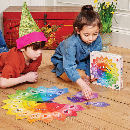 eeBoo Color Puzzle Spinner Game Educational Toy, 24 Pieces, Ages