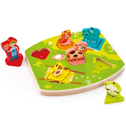 Hape: Farmyard Sound Puzzle - 7pc Wooden Sound Effect Puzzle