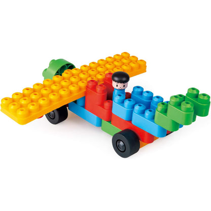 Hape: PolyM: Zoo Keeper 'n Cars Kit - 40pc Building Blocks Toy Set w/ Figurine