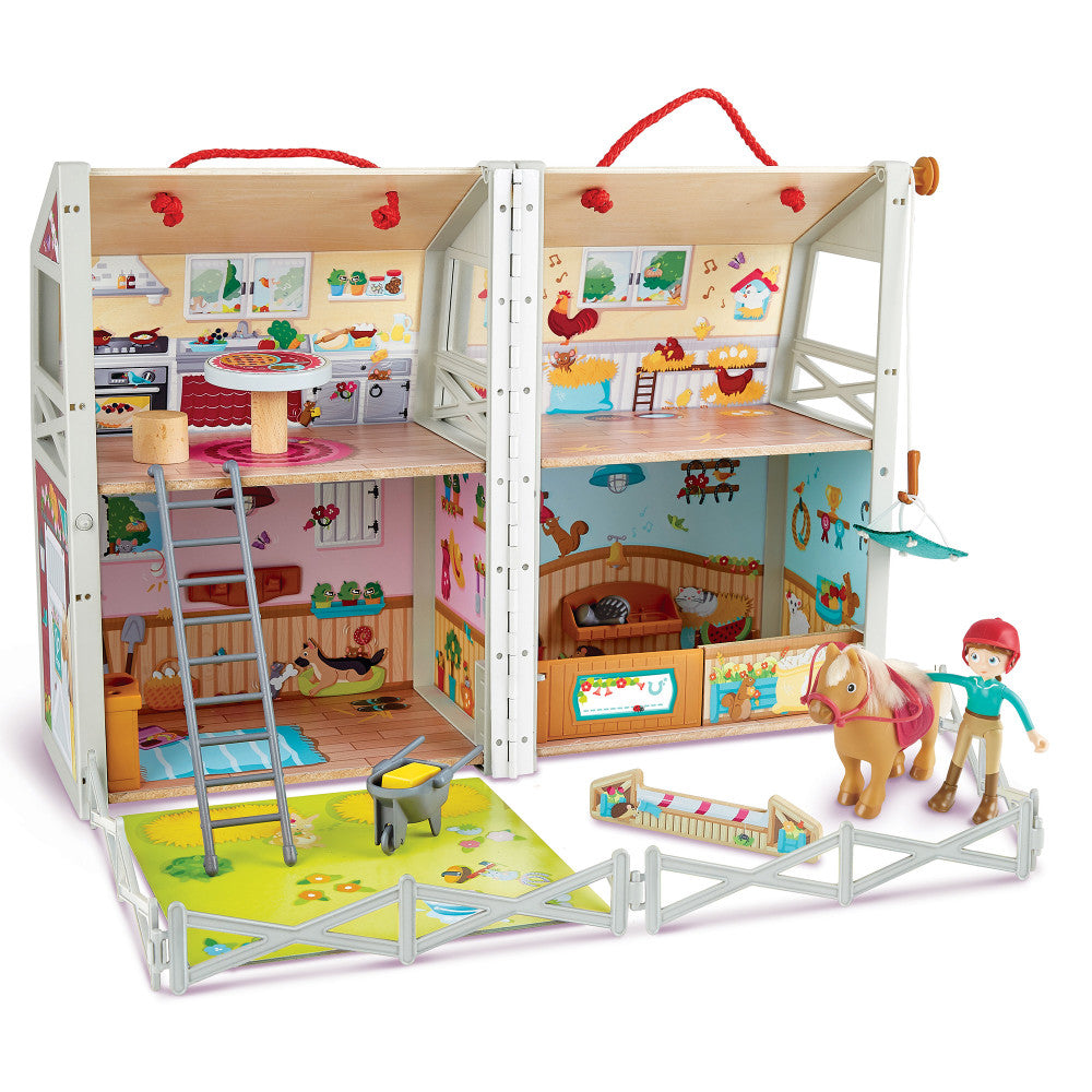 Hape: Pony Club Ranch - Wooden 2 Level Barn Dollhouse