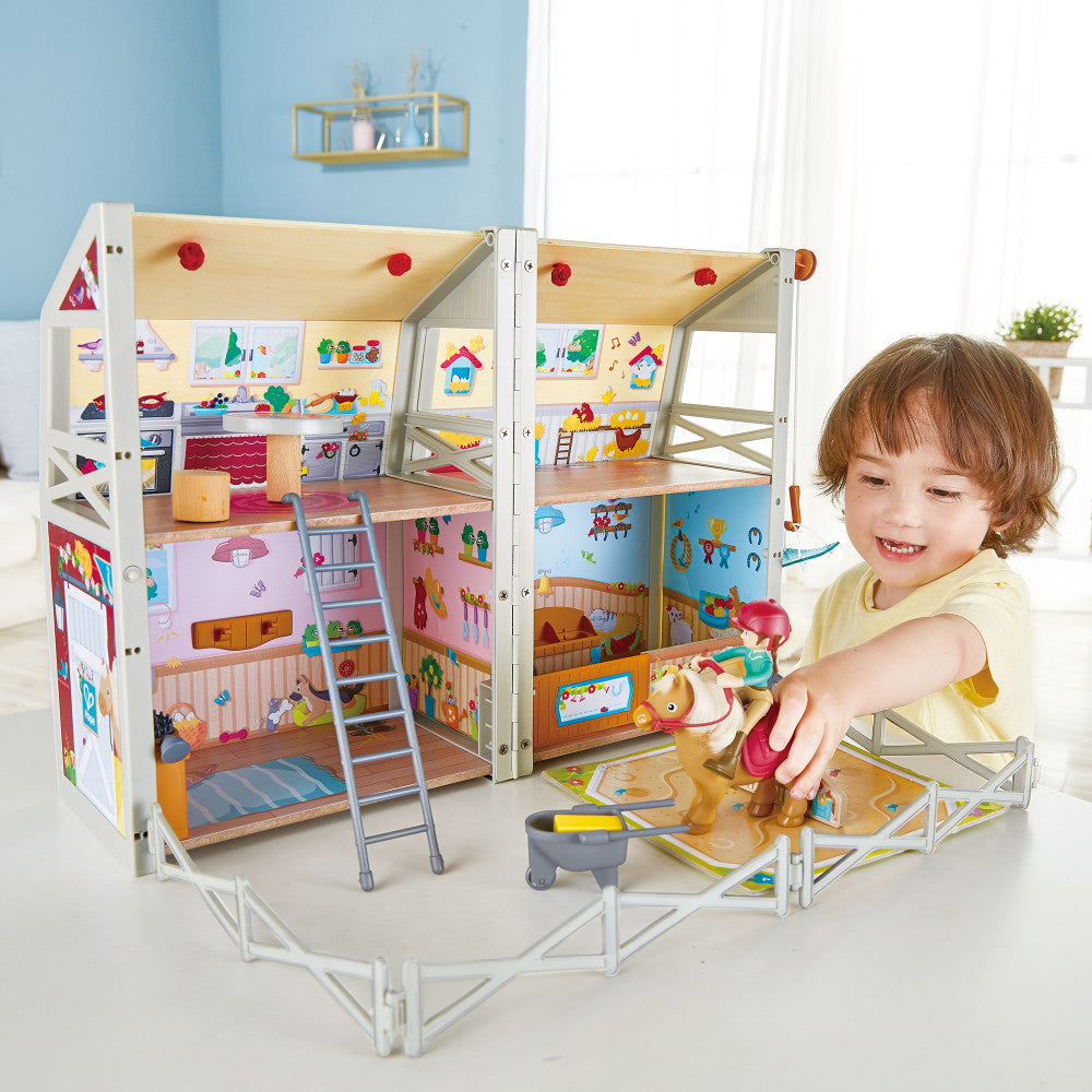 Hape: Pony Club Ranch - Wooden 2 Level Barn Dollhouse