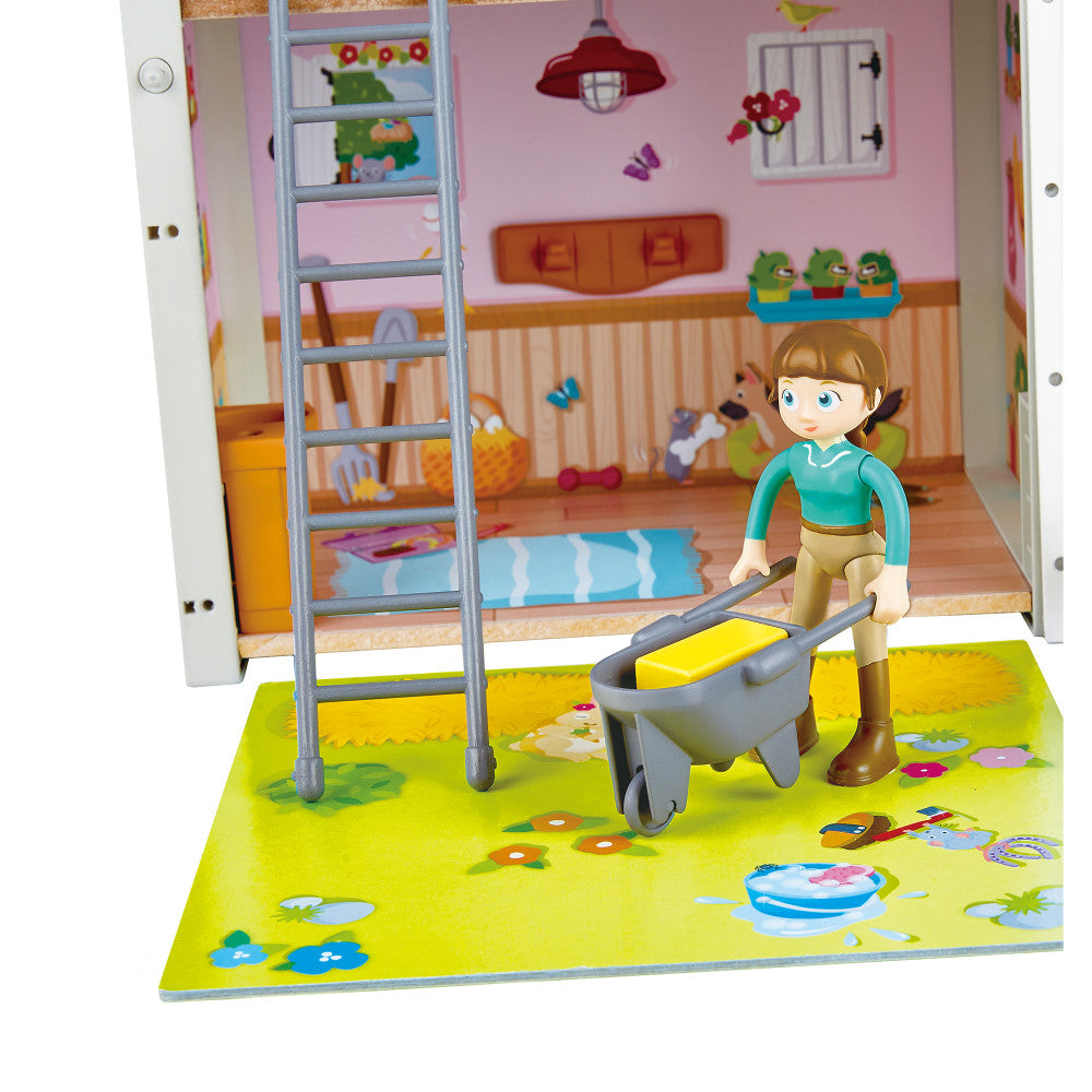 Hape: Pony Club Ranch - Wooden 2 Level Barn Dollhouse