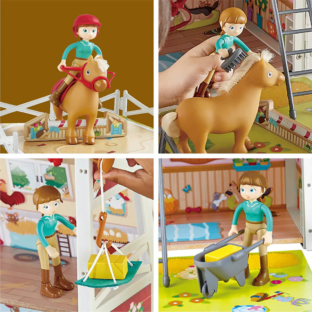 Hape: Pony Club Ranch - Wooden 2 Level Barn Dollhouse