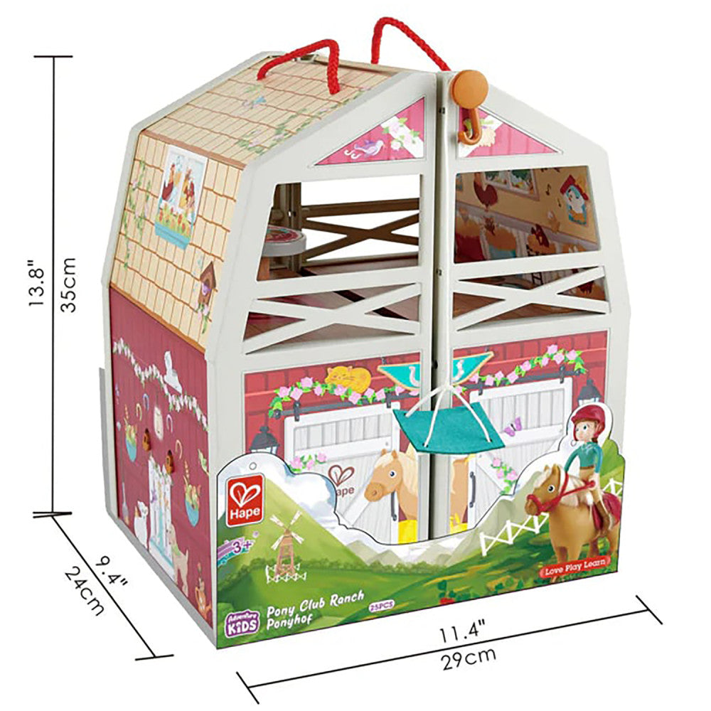Hape: Pony Club Ranch - Wooden 2 Level Barn Dollhouse
