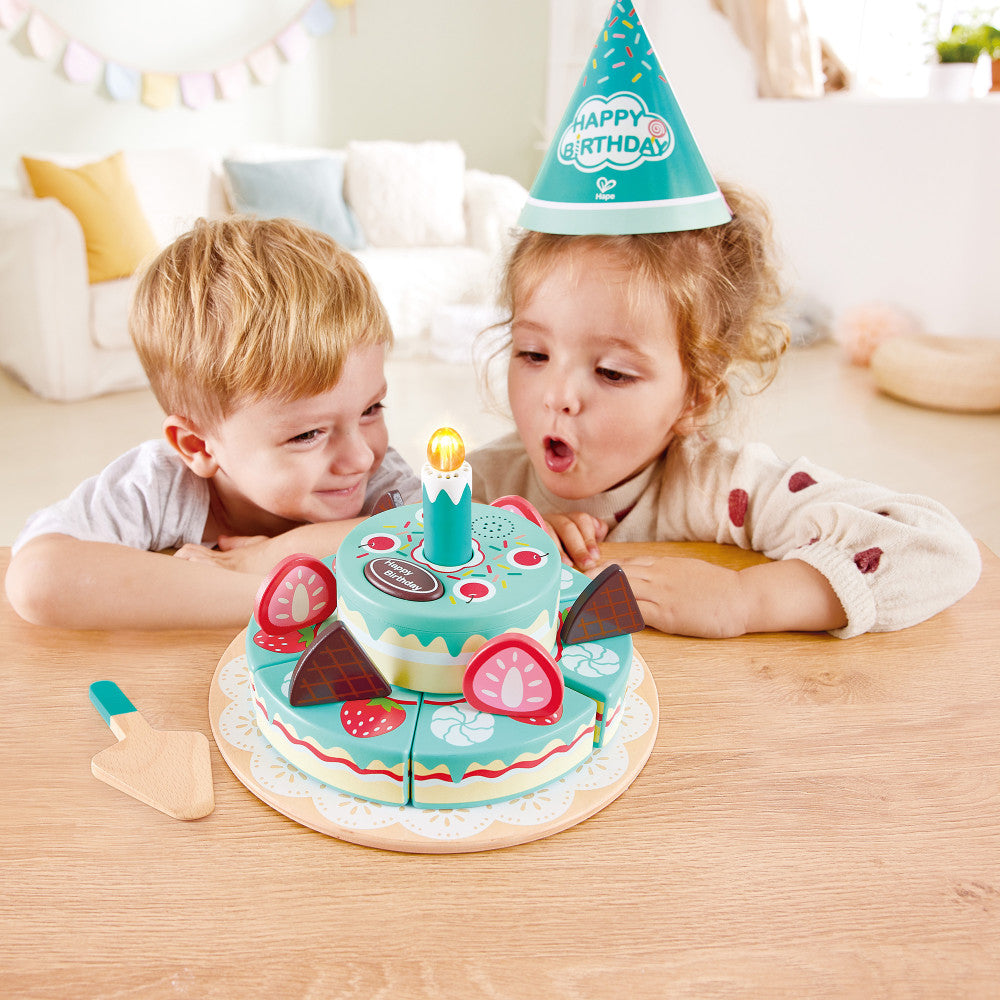 Hape: Interactive Happy Birthday Cake - 16pc Light & Sound Wooden Toy