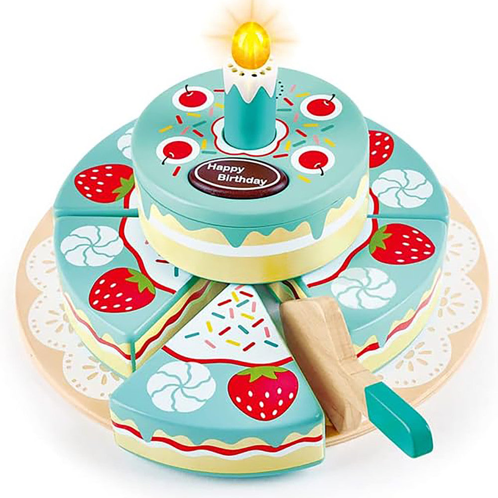 Hape: Interactive Happy Birthday Cake - 16pc Light & Sound Wooden Toy