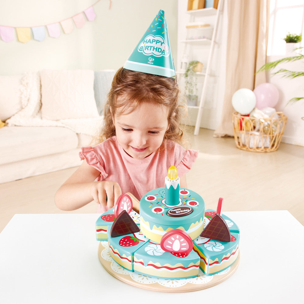 Hape: Interactive Happy Birthday Cake - 16pc Light & Sound Wooden Toy